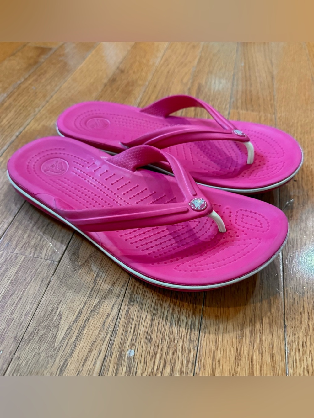 Crocs Women’s Crocband Flip Flops Sandals Pink White Sandals Thongs Sporty Water